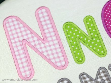 Machine Embroidery Font  6 sizes Applique Alphabet BX format included AL138