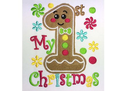 My first Christmas Applique Machine Embroidery Design CHR046