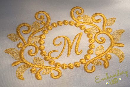 Elegant Monogram Font Frame Machine Embroidery Design FF022