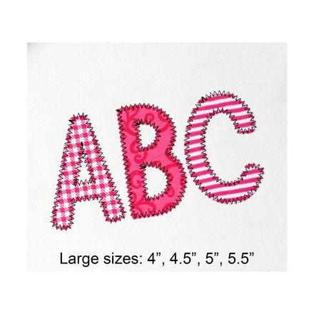 ZIGZAG Applique Alphabet Machine Embroidery Font  2&quot;, 2.5&quot;, 3&quot;, 3.5&quot; BX included AL154