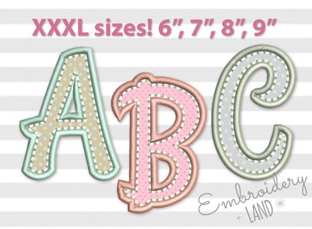 Applique Machine Embroidery Font Large Sizes AL114