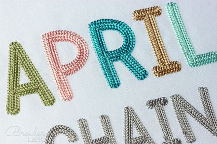 Chain Filled Font Machine Embroidery April Bold Alphabet 1&quot;, 1.25&quot;, 1.5&quot;, 1.75&quot; BX included AL155