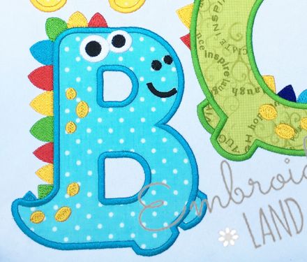 Dino Letter B Applique Machine Embroidery Design DL175