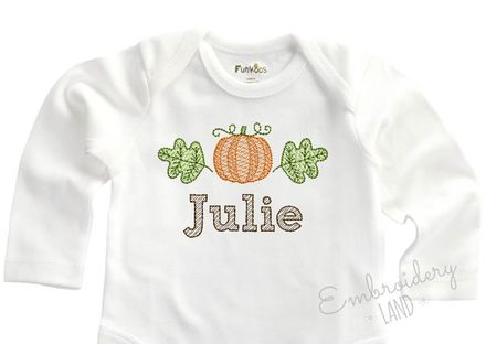 Pumpkin Sketch Fall Thanksgiving Machine Embroidery Design TG028