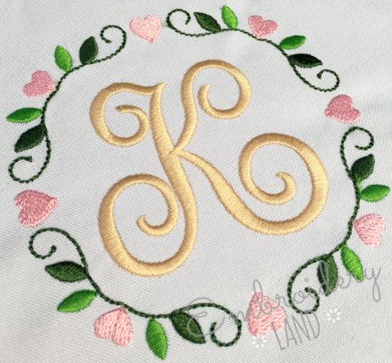 Hearts Elegant Font Frame Machine Embroidery Design in 5 sizes FF035