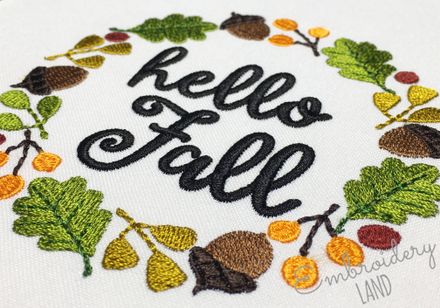 Acorn Frame Machine Embroidery Designs Set Hello Fall 2 versions FF038