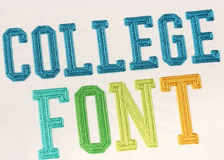 Dense Chain Filled Narrow College for Font Machine Embroidery 4 sizes BX included