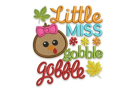 Little Miss Gobble Thanksgiving Appliqué TG012