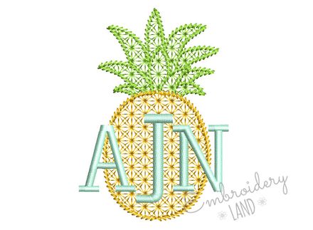 Pineapple for Monogram Motif Fill  Machine Embroidery Design DE077