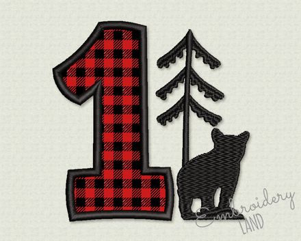 Number 1 Birthday Applique Machine Embroidery Design HB108