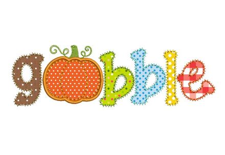 Gobble Thanksgiving Applique Machine Embroidery Design TG006