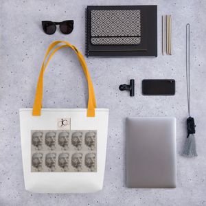 Heritage Harvest: Artisan Tote Bag Featuring a Vibrant Portrait of a Moroccan Farmer