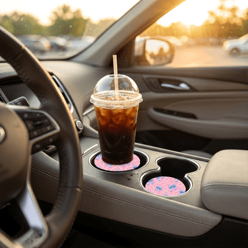 Car Coasters - Blue Bows and Pearls