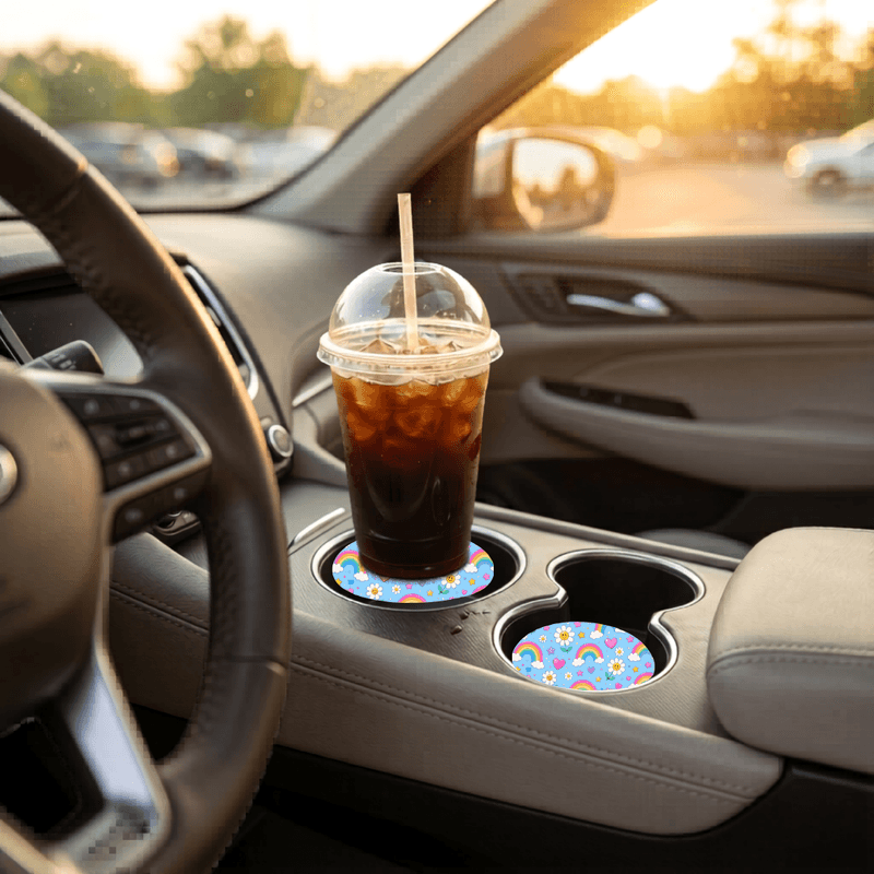 Car Coasters - Rainbow Daisy