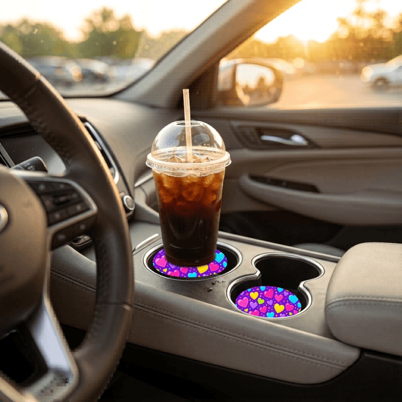 Car Coasters - Bright Hearts