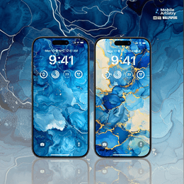 Abstract Blue Marble Phone Wallpaper Set | 4K Ocean-Inspired Aesthetic Backgrounds | Elegant Lock &amp; 