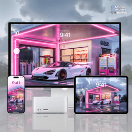 Neon Supercar Phone Wallpaper Set | Pink &amp; Sleek iPhone Android Backgrounds | Instant Download A001