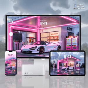 Neon Supercar Phone Wallpaper Set | Pink &amp; Sleek iPhone Android Backgrounds | Instant Download A001