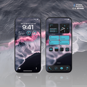 Ocean Wave Wallpaper Pink Aesthetic | Frosted Home Screen &amp; 4K Lock Screen | Instant Download for iP