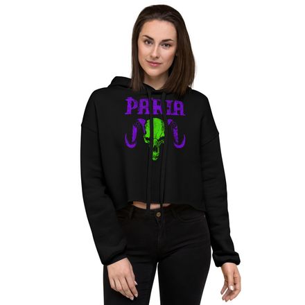 Horned Skull - Purple/Green - Cropped hoodie