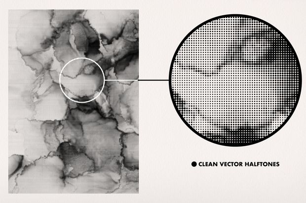 Liquid Ink Halftones - Vector &amp; PNG