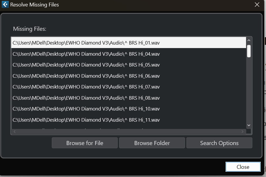 Missing Media Files