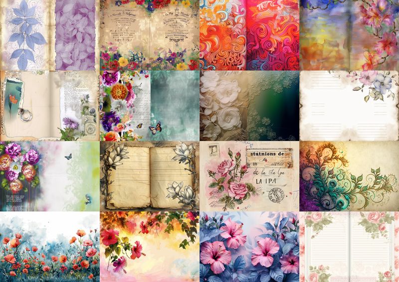 Junk Journal Page MEGA Pack - 500 Printable Junk Journal Pages Foldable A4 to A5