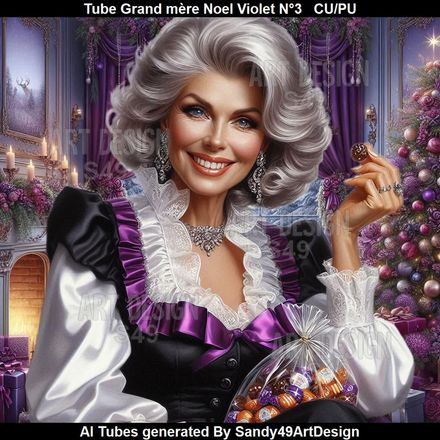 SAD - Tube Grand mère Noel Violet N°3