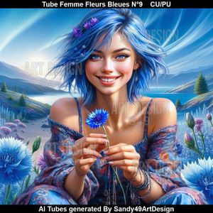 SAD - Tube Femme Fleurs Bleues N°9