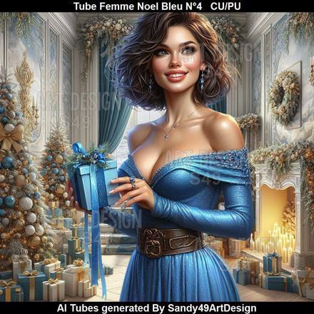 SAD - Tube Femme Noel Bleu N°4