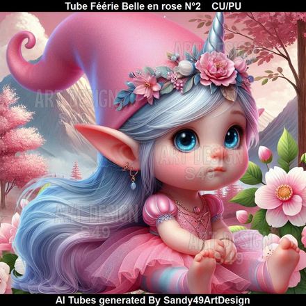 SAD - Tube Féérie Belle en rose N°2