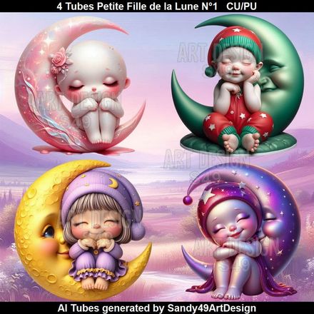 SAD - 4 Tubes Petite Fille de la Lune N°1