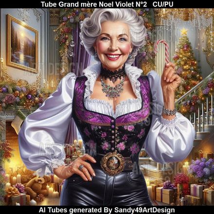 SAD - Tube Grand mère Noel Violet N°2