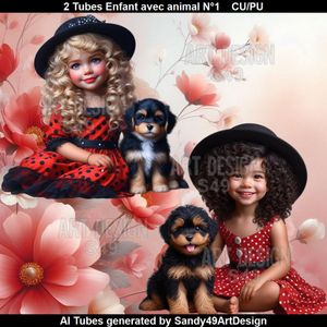 SAD - 2 Tubes Enfant avec animal N°1