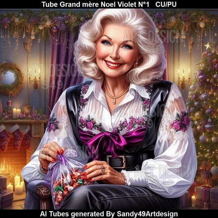 SAD - Tube Grand mère Noel Violet N°1