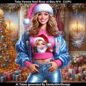 SAD - Tube Femme Noel Rose et Bleu N°4