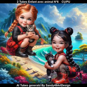 SAD - 2 Tubes Enfant avec animal N°6