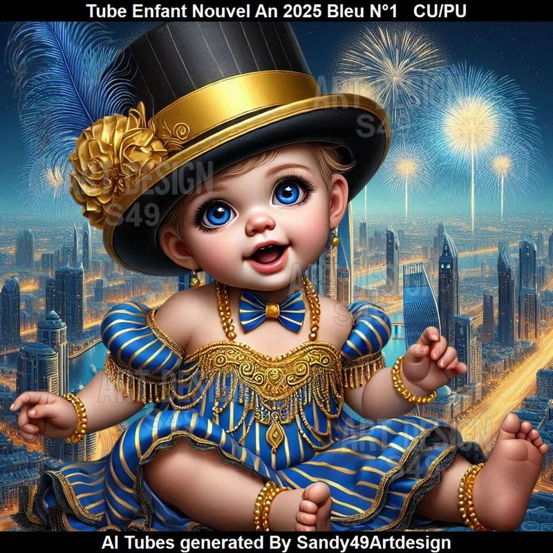 SAD - Tube Enfant Nouvel An 2025 Bleu N°1