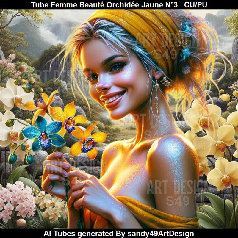 SAD - Tube Femme beauté Orchidée Jaune N°3