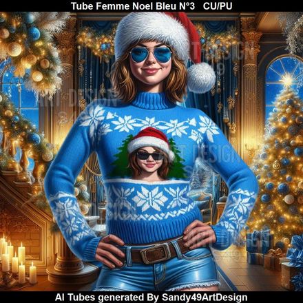SAD - Tube Femme Noel Bleu N°3