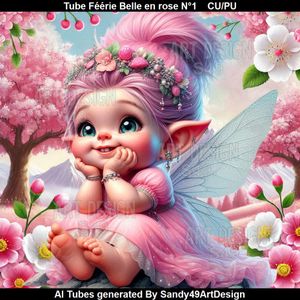 SAD - Tube Féérie Belle en rose N°1