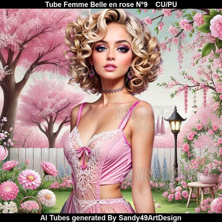 SAD - Tube Femme Belle en rose N°9
