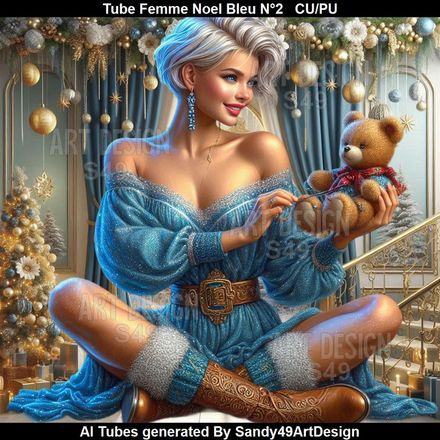 SAD - Tube Femme Noel Bleu N°2