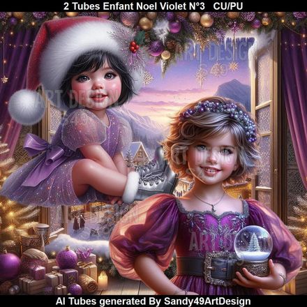 SAD - 2 Tubes Enfant Noel Violet N°3