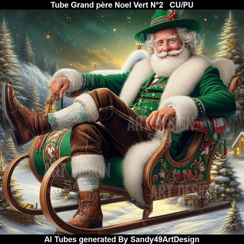 SAD - Tube Grand père Noel Vert N°2