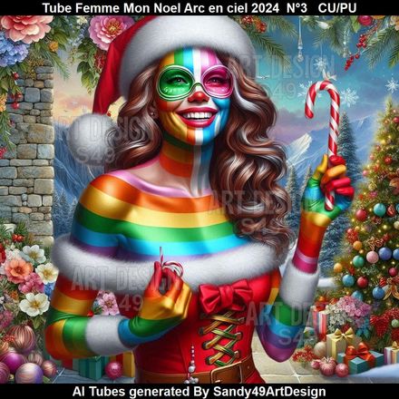 SAD - Tube Femme Mon Noel Arc en ciel 2024  N°3