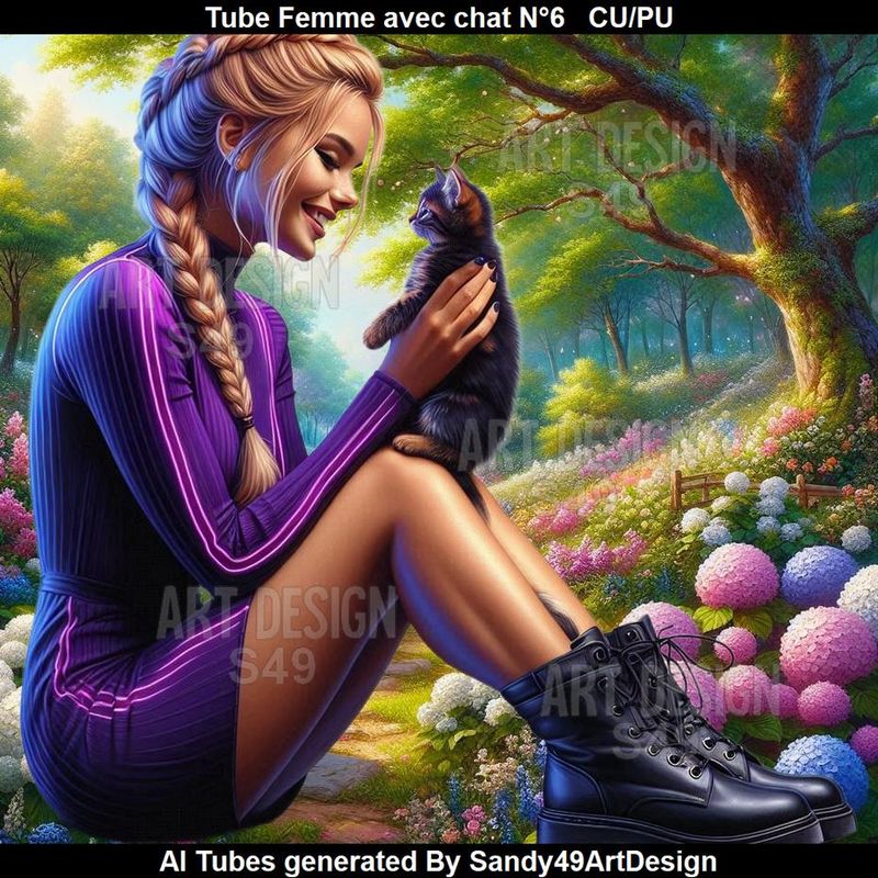 SAD - Tube Femme avec chat N°6