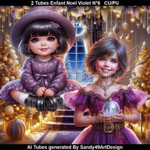 SAD - 2 Tubes Enfant Noel Violet N°6