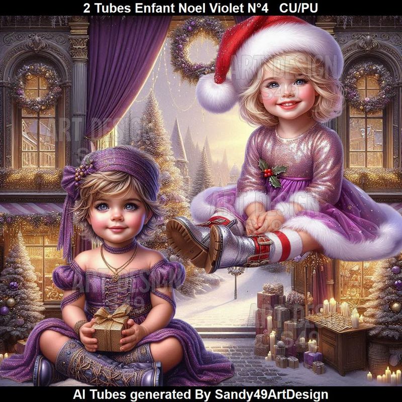 SAD - 2 Tubes Enfant Noel Violet N°4