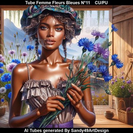 SAD - Tube Femme Fleurs Bleues N°11